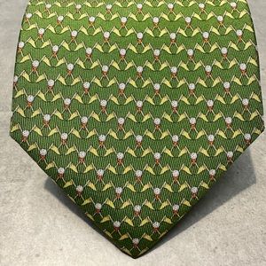 Salvatore Ferragamo 60” Men’s Neck Tie - Golf Ball and Flags